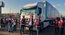 قافلة التحالف الوطني للعمل الأهلي التنموي تتحرك إلى غزة محملة بالمساعدات الإنسانية 