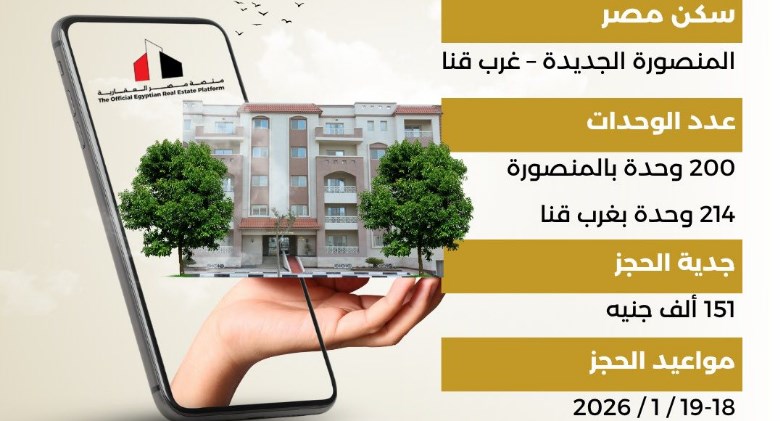 وزارة الإسكان تطرح ٢٩٨٦ وحدة سكنية بمشروعات جنة وسكن مصر