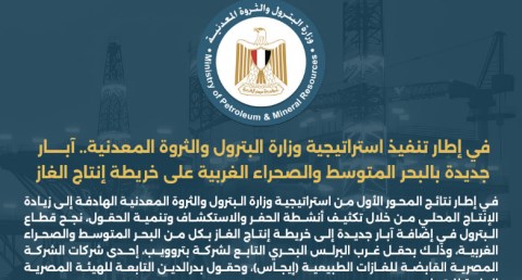 في إطار تنفيذ استراتيجية وزارة البترول والثروة المعدنية.. آبار جديدة بالبحر المتوسط والصحراء الغربية على خريطة إنتاج الغاز