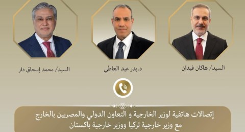 وزير الخارجية يبحث مع نظيريه الباكستاني والتركي التطورات الإقليمية وجهود خفض التصعيد