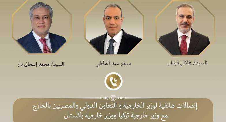 وزير الخارجية يبحث مع نظيريه الباكستاني والتركي التطورات الإقليمية وجهود خفض التصعيد